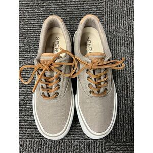 Sperry Canvas Boat Shoes Casual Sneakers with Leather Laces in Khaki